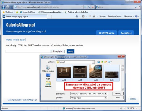 wgranie wielu zdjęć