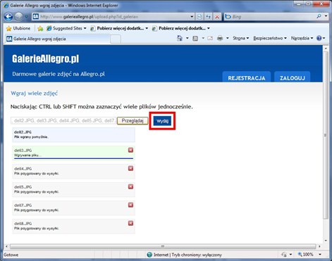 wrzucenie wielu zdjęć jednocześnie