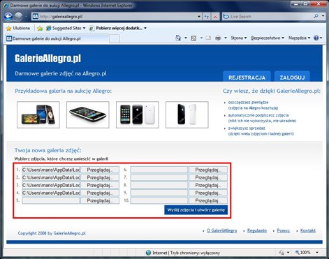 strona główna galerii allegro