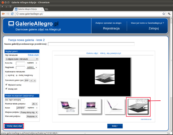 strona główna galerii allegro