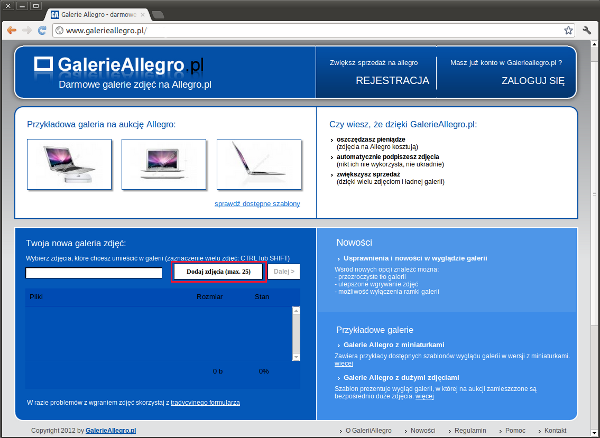 strona główna galerii allegro